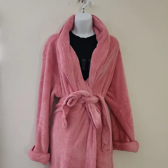 Anne Lewin New York Plush Fleece Bathrobe with Belt Size: L Color: Pink - Picture 12 of 13